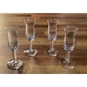 Set Of 4 Vintage Libby Forum Stemmed Cordial Liquor Shot Glasses 4.5”
